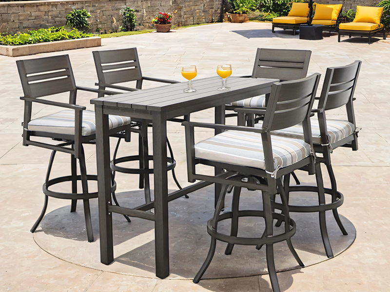 Aluminium Patio Swivel Barstool Set