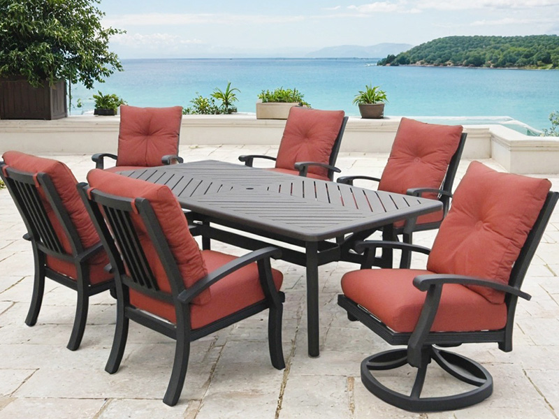 Chateau Aluminium velit cum pulvinar 7 Piece Dining Set (86X44 in.