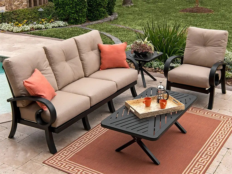 Solstitium aeneum Aluminium pulvinaria 4 Piece Seating Group with Coffee Table