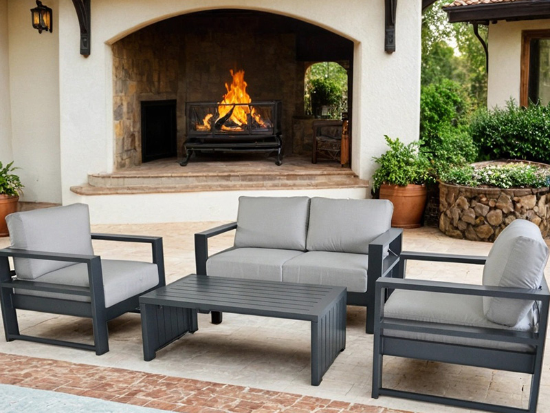 AOBAM Aluminium cum pulvinaribus 4 Piece Deep Seating Group cum Coffee Table